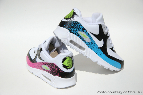These shoes are an example of splatter application, one of Chris Hui's favorite designs.